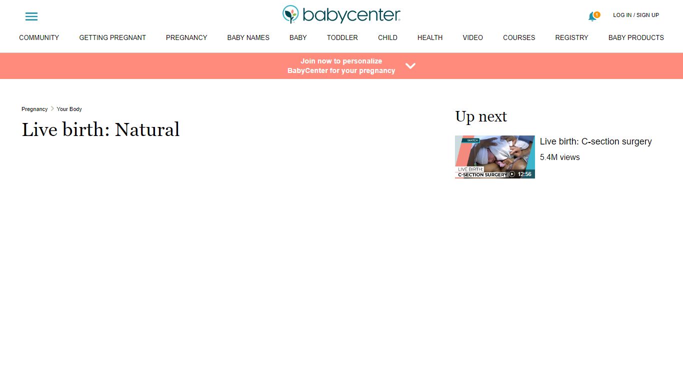 Live birth: Natural | Video | BabyCenter